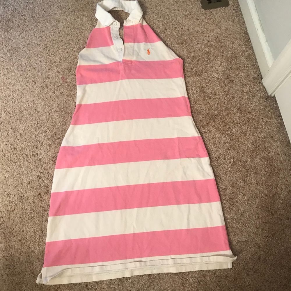 Ralph Lauren pink striped halter dress